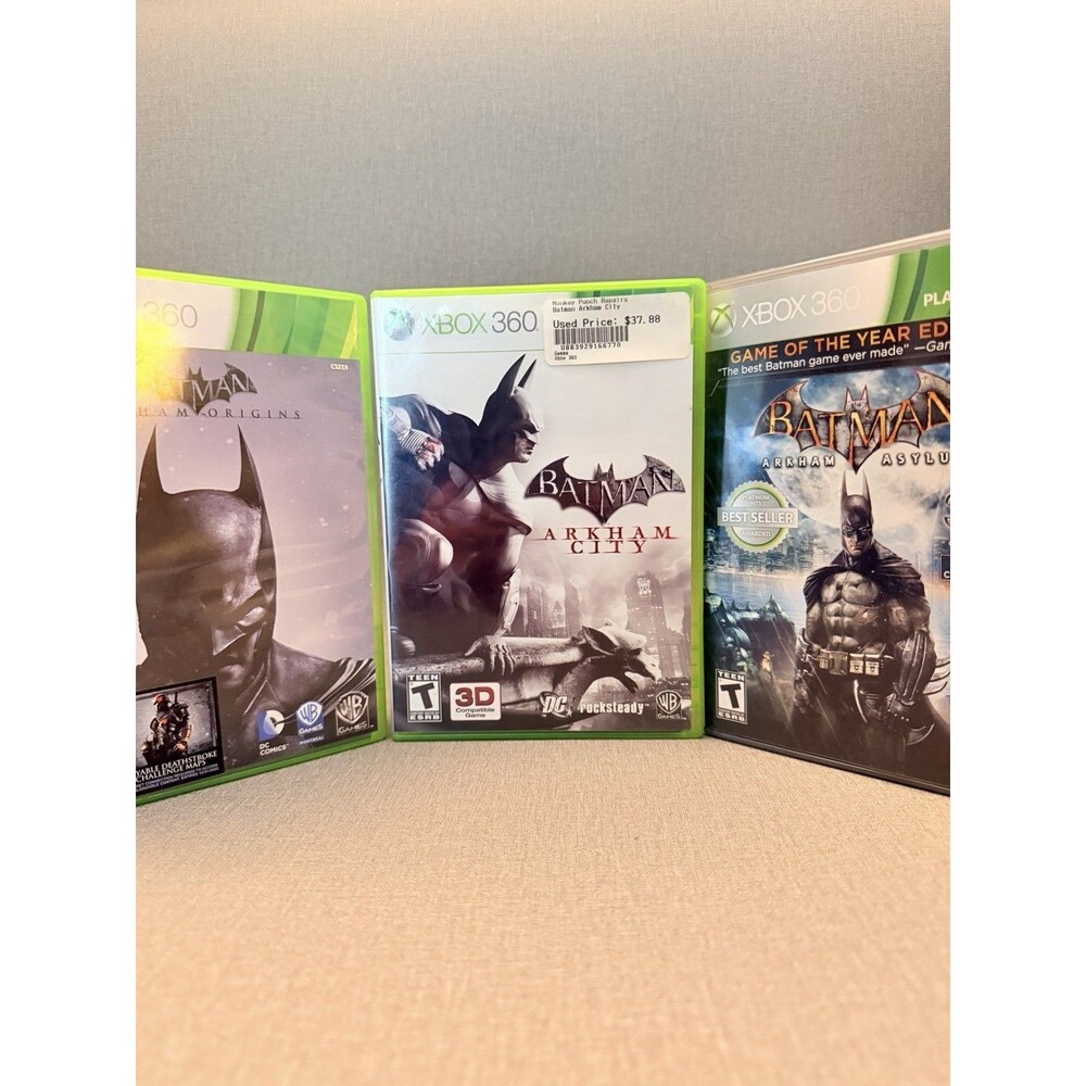 Batman Arkham Trilogy Xbox 360 Lot of 3 Asylum City Origins